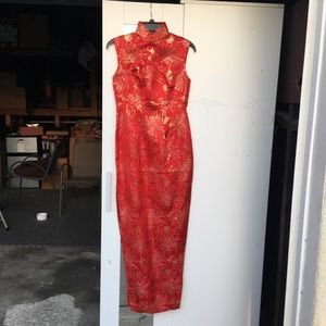 Red Chinese dress qipao cheongsam vintage